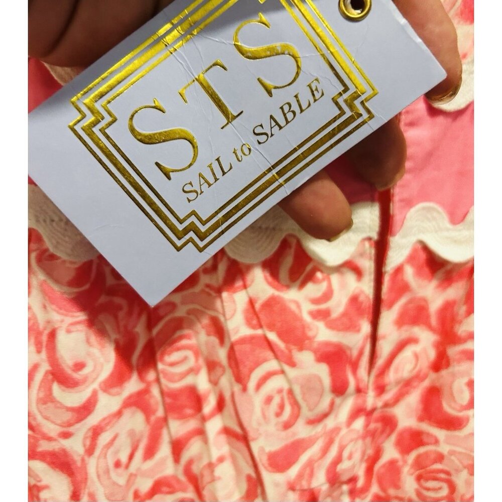 Sail to Sable STS Rose Print Flutter Sleeve Midi Dress Pink White | Size XL NWT - Picture 5 of 16